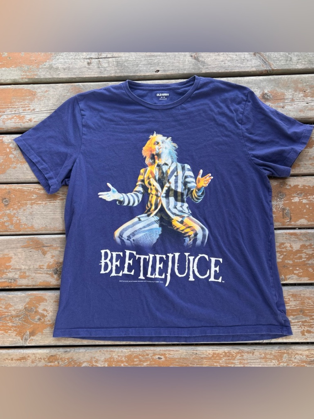 Old Navy Purple Beetlejuice Short Sleeve Top - Size XL